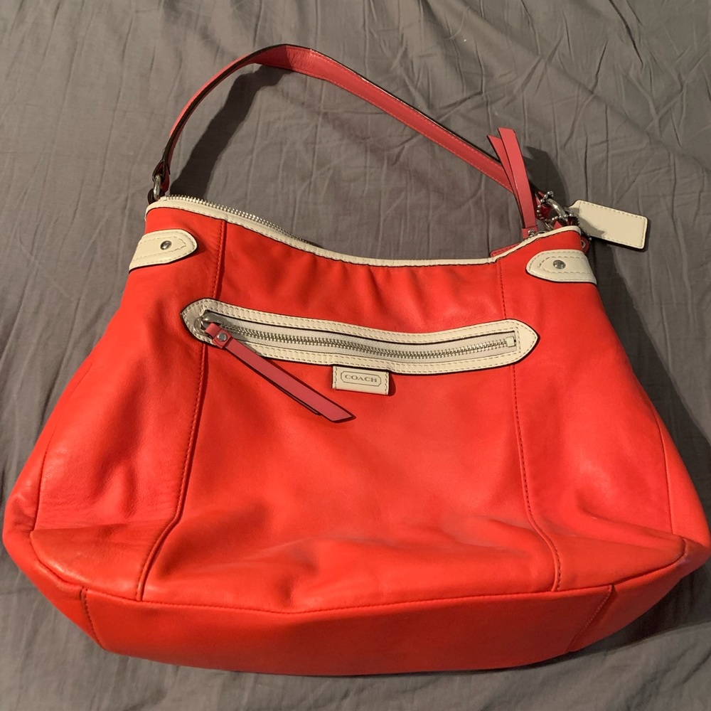 Orange/Pink/White Coach purse